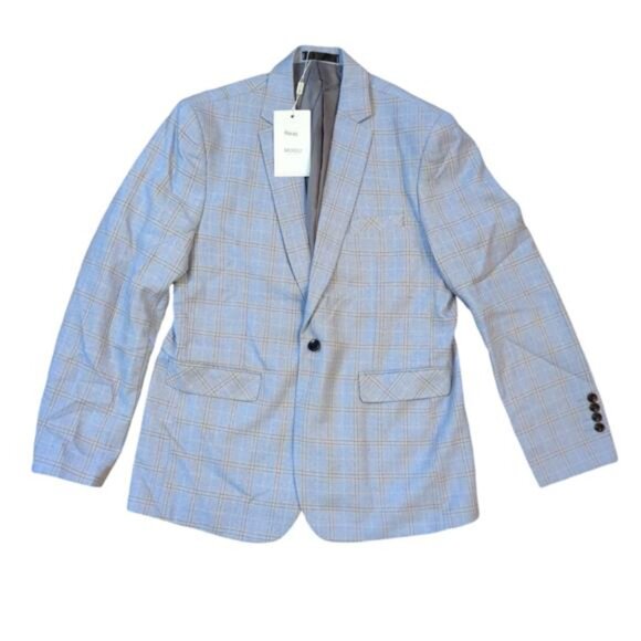 Men's Blue Plaid Blazer - Picture 2 of 7